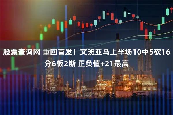 股票查询网 重回首发！文班亚马上半场10中5砍16分6板2断 正负值+21最高